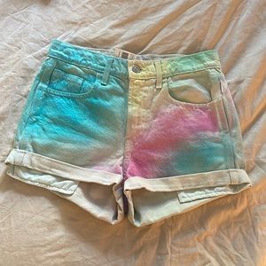 Tags on rainbow sherbet denim shorts size 25